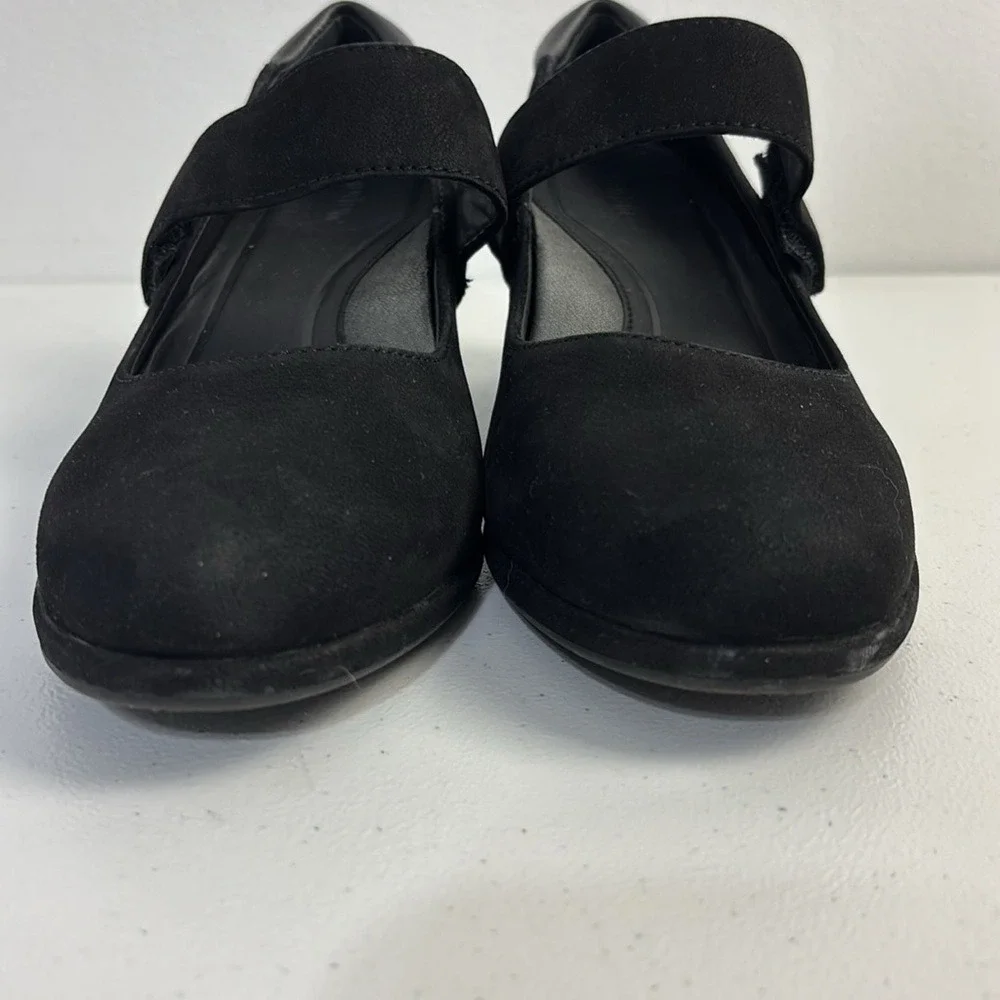 Black Suede Mary Jane Wedge Preppy Shoes Career Minimalist Whimsigoth Women 9